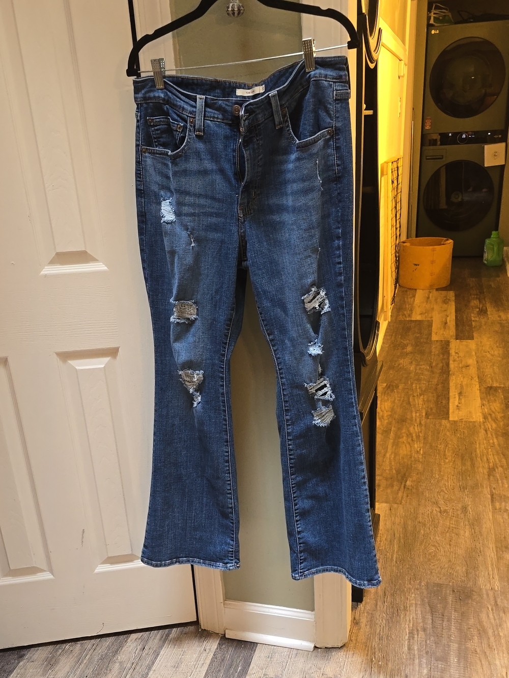 Levi's Medium Blue Distressed Flare Jeans 726 Flare 32/32